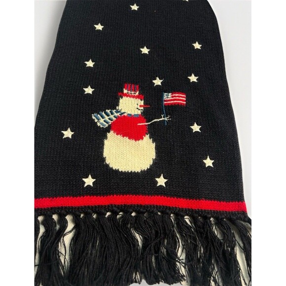 Grandmacore Christopher & Banks Christmas Scarf Snowman Stars USA 68 In Winter - Picture 3 of 6